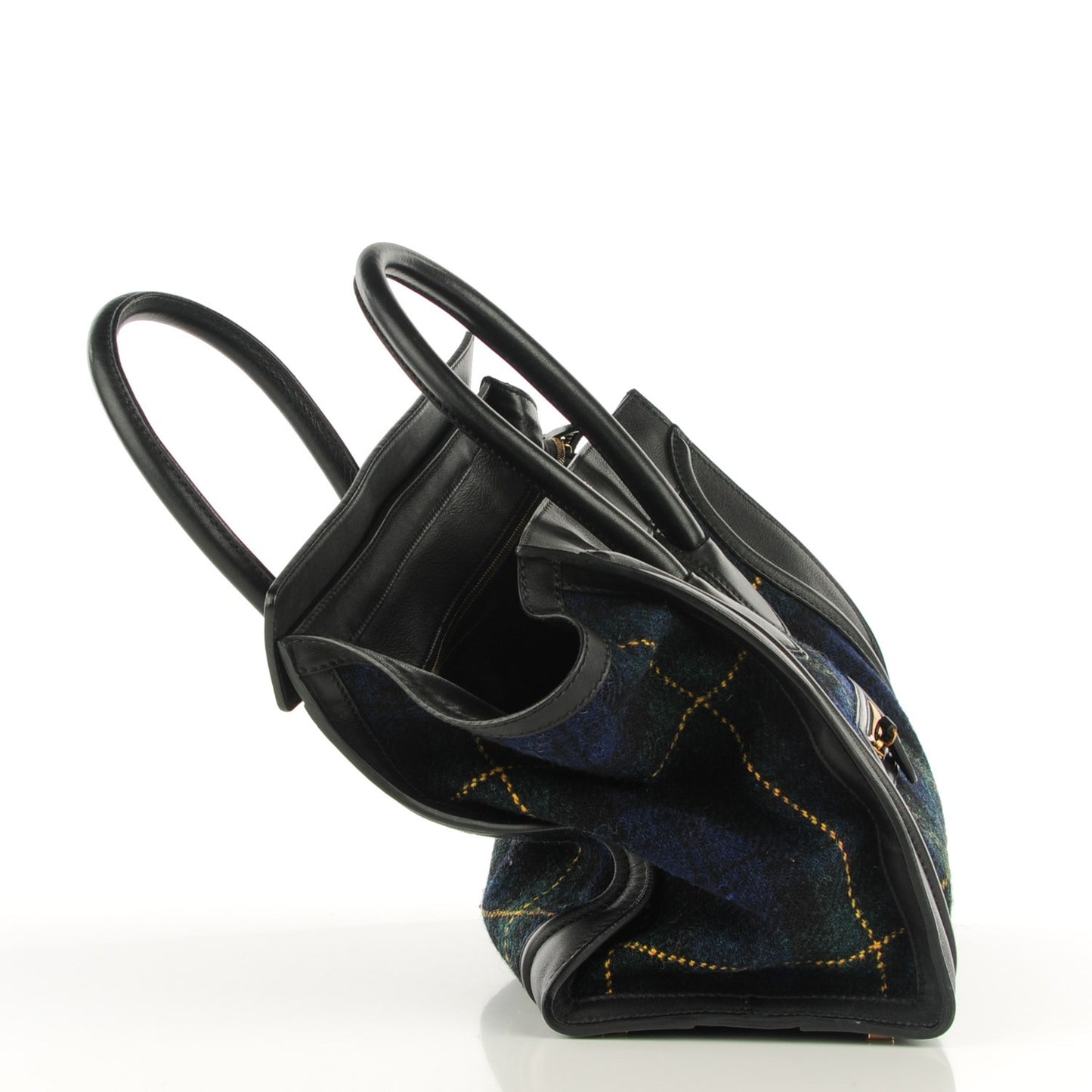 Smooth Calfskin Tweed Tartan Mini Luggage Midnight