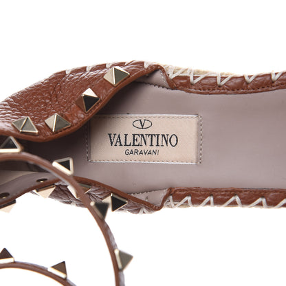 Valentino Garavani Grained Calfskin Rockstud Ankle Wrap Espadrille 15/85mm Wedges 37 Cuoio 7 of 8
