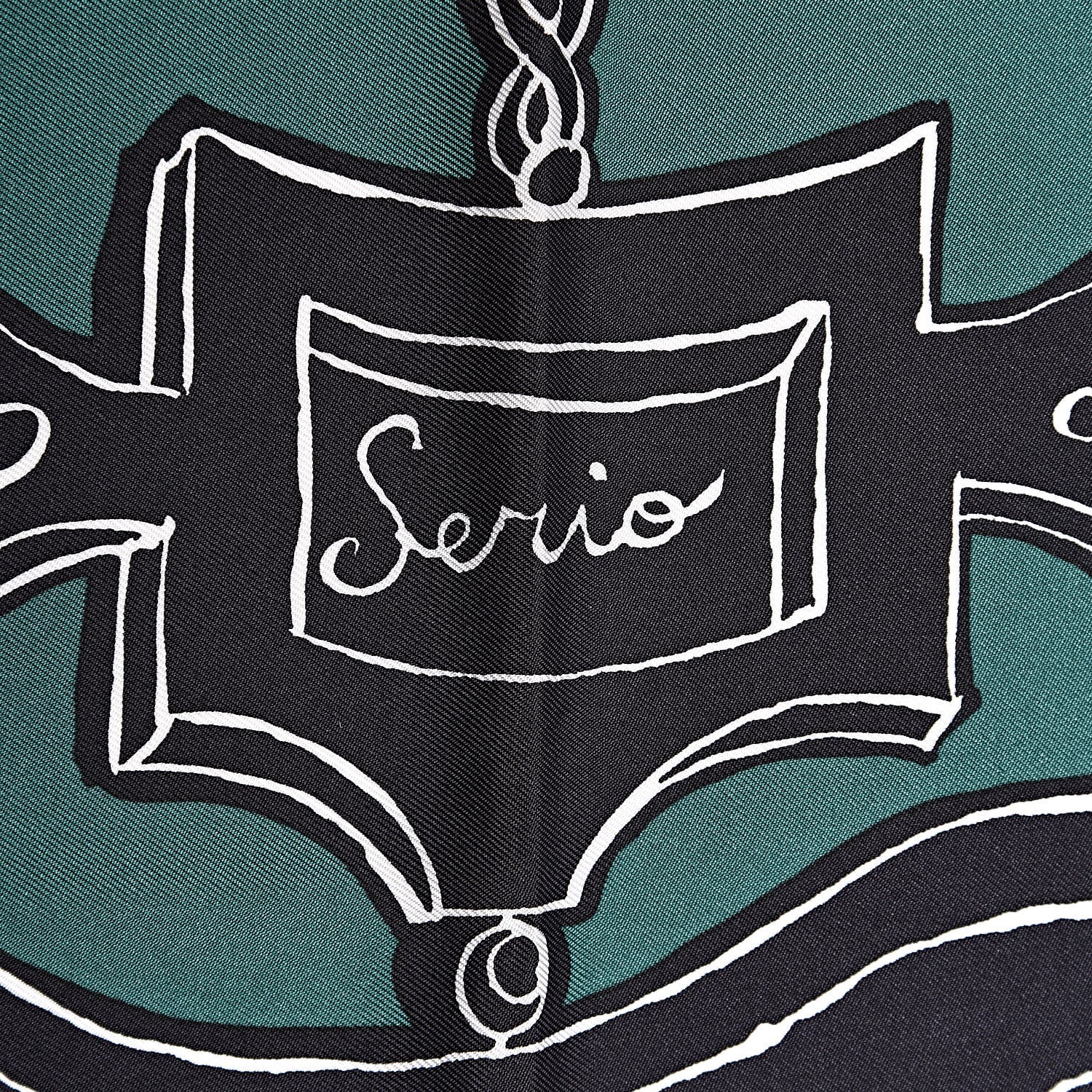 Hermes Silk Serio Ludere Scarf 90 Vert Black White 8 of 8