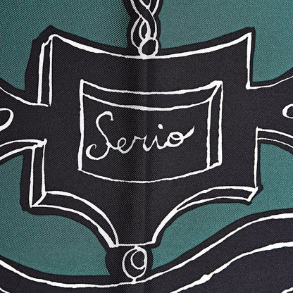 Hermes Silk Serio Ludere Scarf 90 Vert Black White 8 of 8