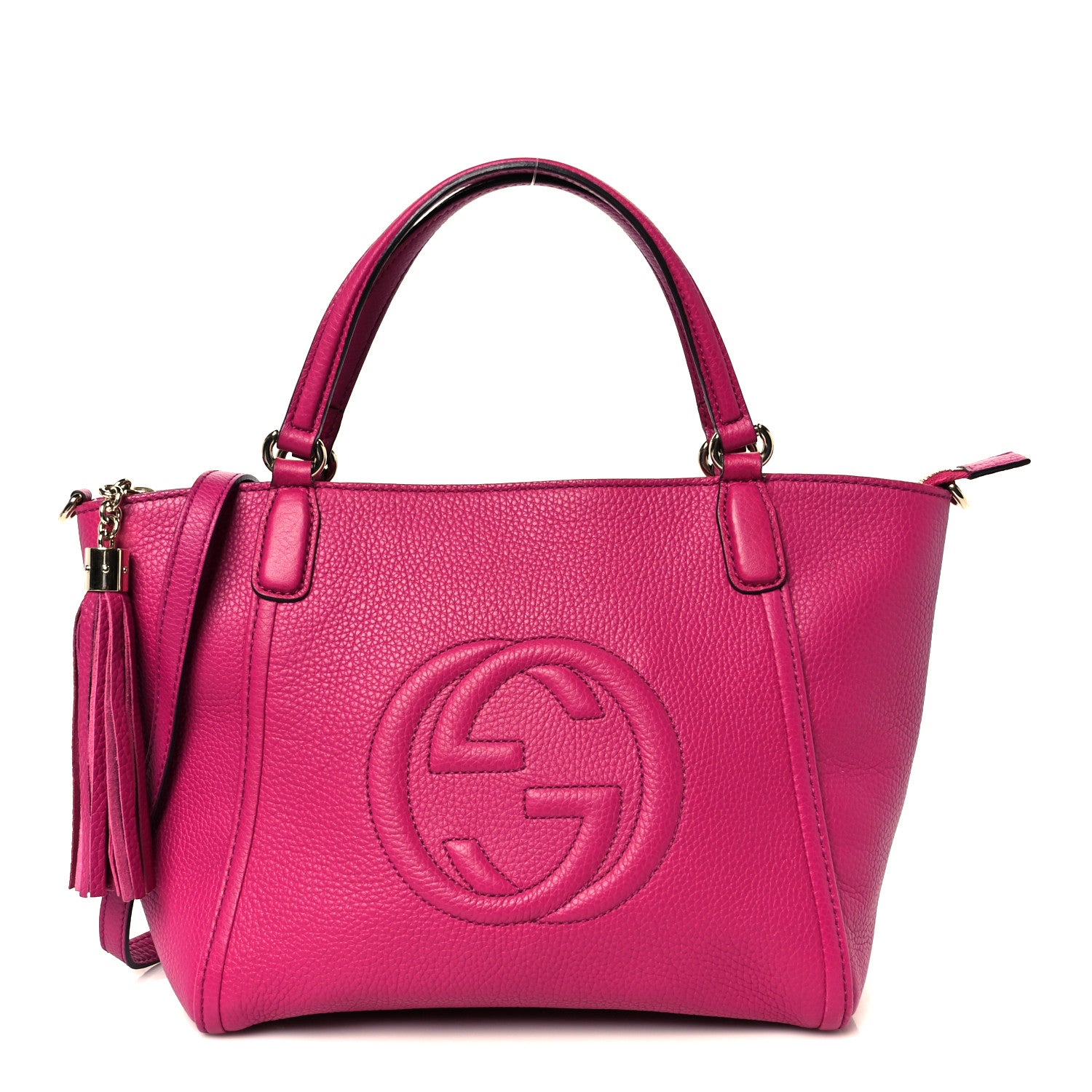 Gucci Pebbled Calfskin Small Soho Top Handle Bag Bright Bougainvillea 1 of 11