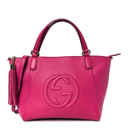 Gucci Pebbled Calfskin Small Soho Top Handle Bag Bright Bougainvillea 1 of 11