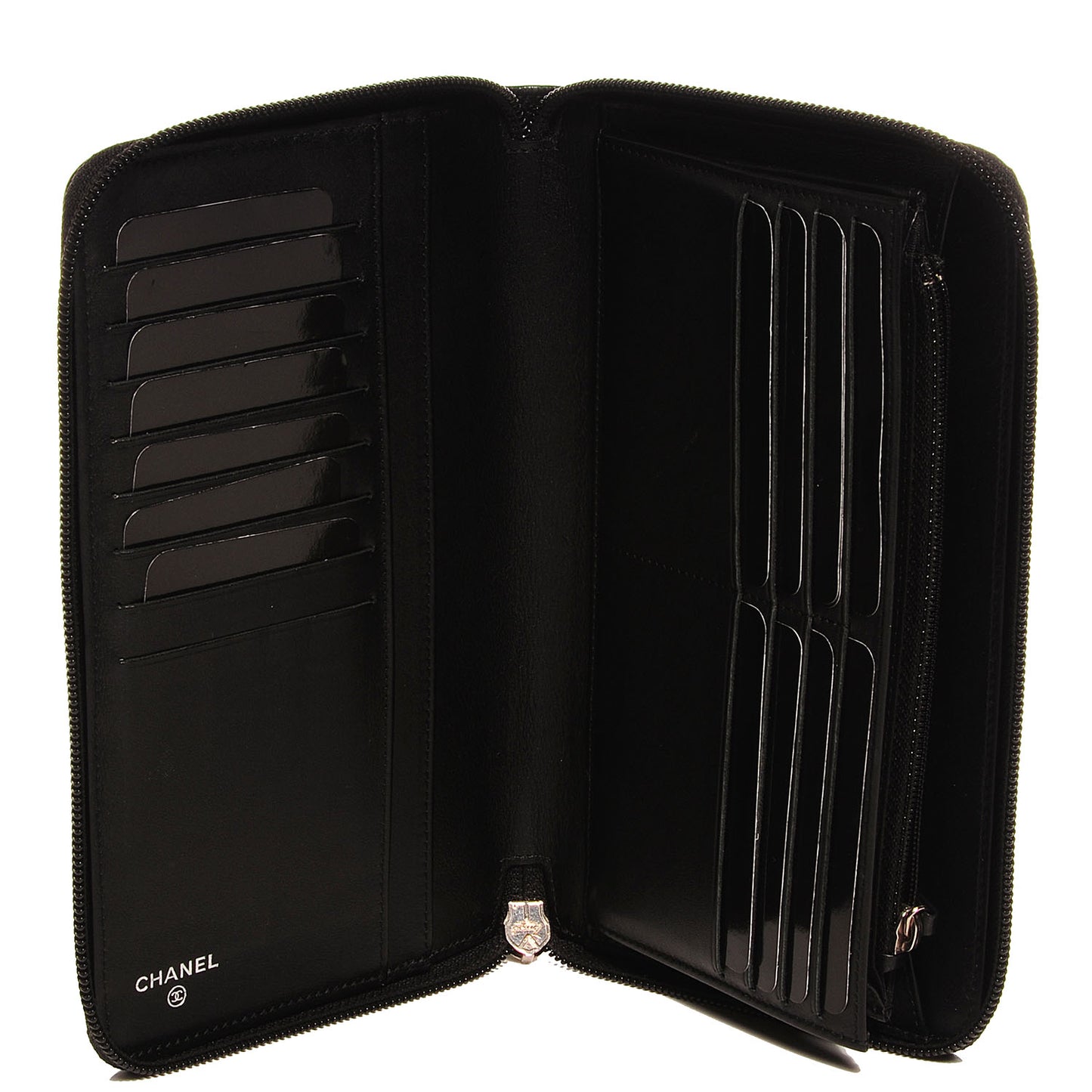 Caviar CC Timeless Large Zip Around Wallet Black