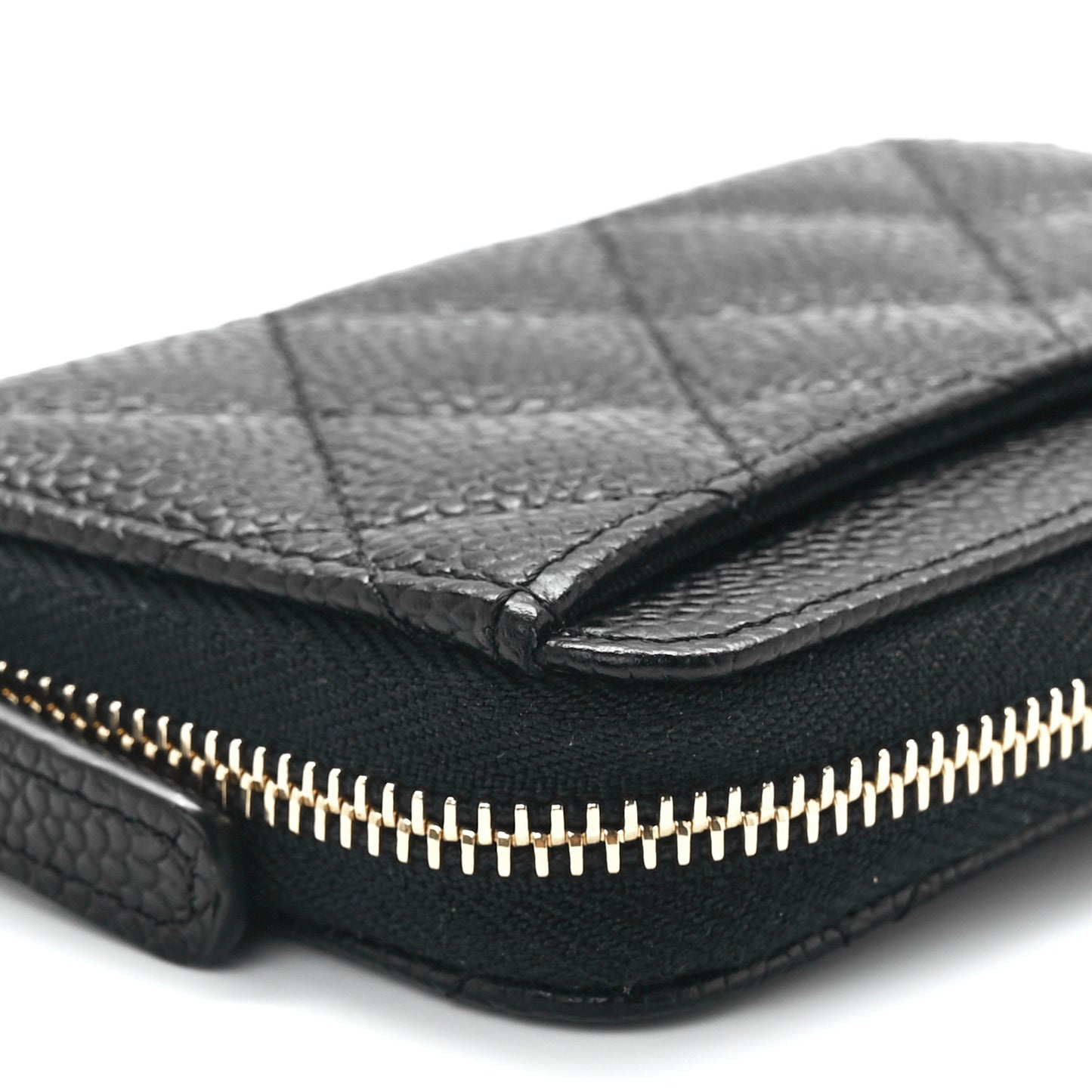 Caviar Quilted Zip Coin Purse Black