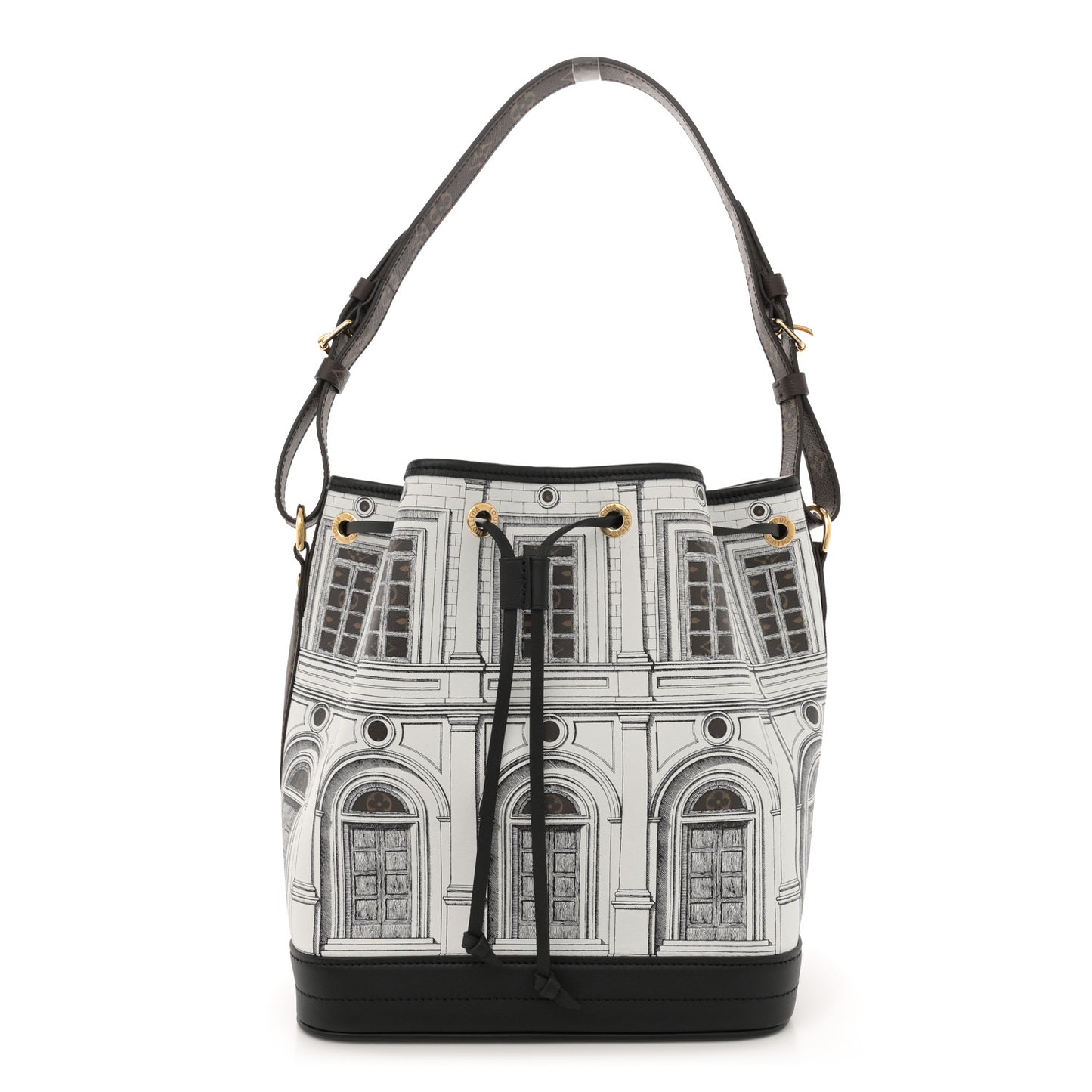 X FORNASETTI Calfskin Architettura Noe MM Black White