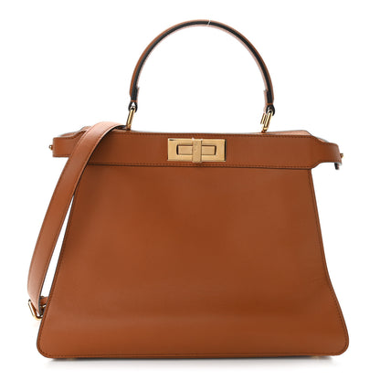 Fendi Vitello Seta Shiny Nappa Medium Peekaboo I SEE U Satchel Brandy Light Rose 1 of 11