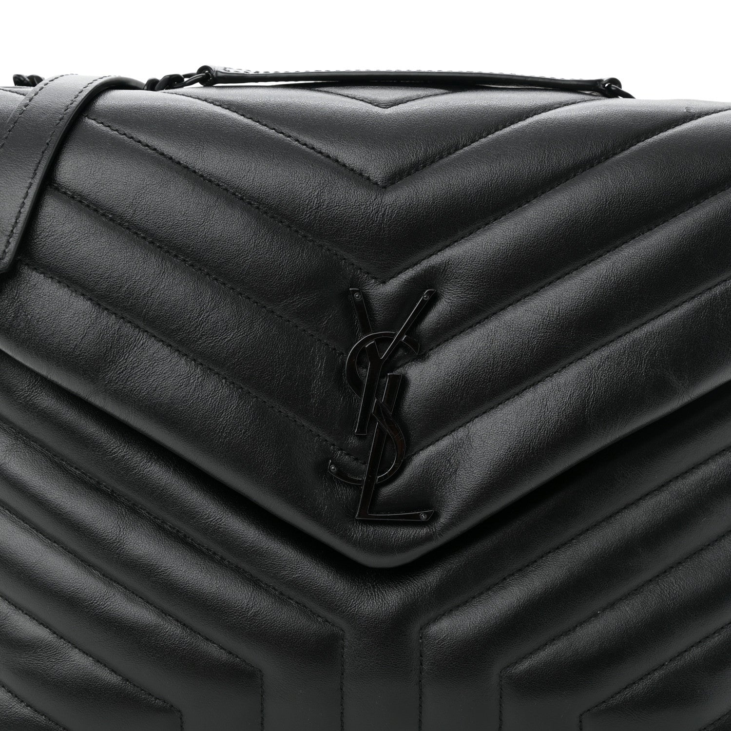 Saint Laurent Calfskin Y Quilted Monogram Monochrome Medium Loulou Chain Satchel Black 8 of 10