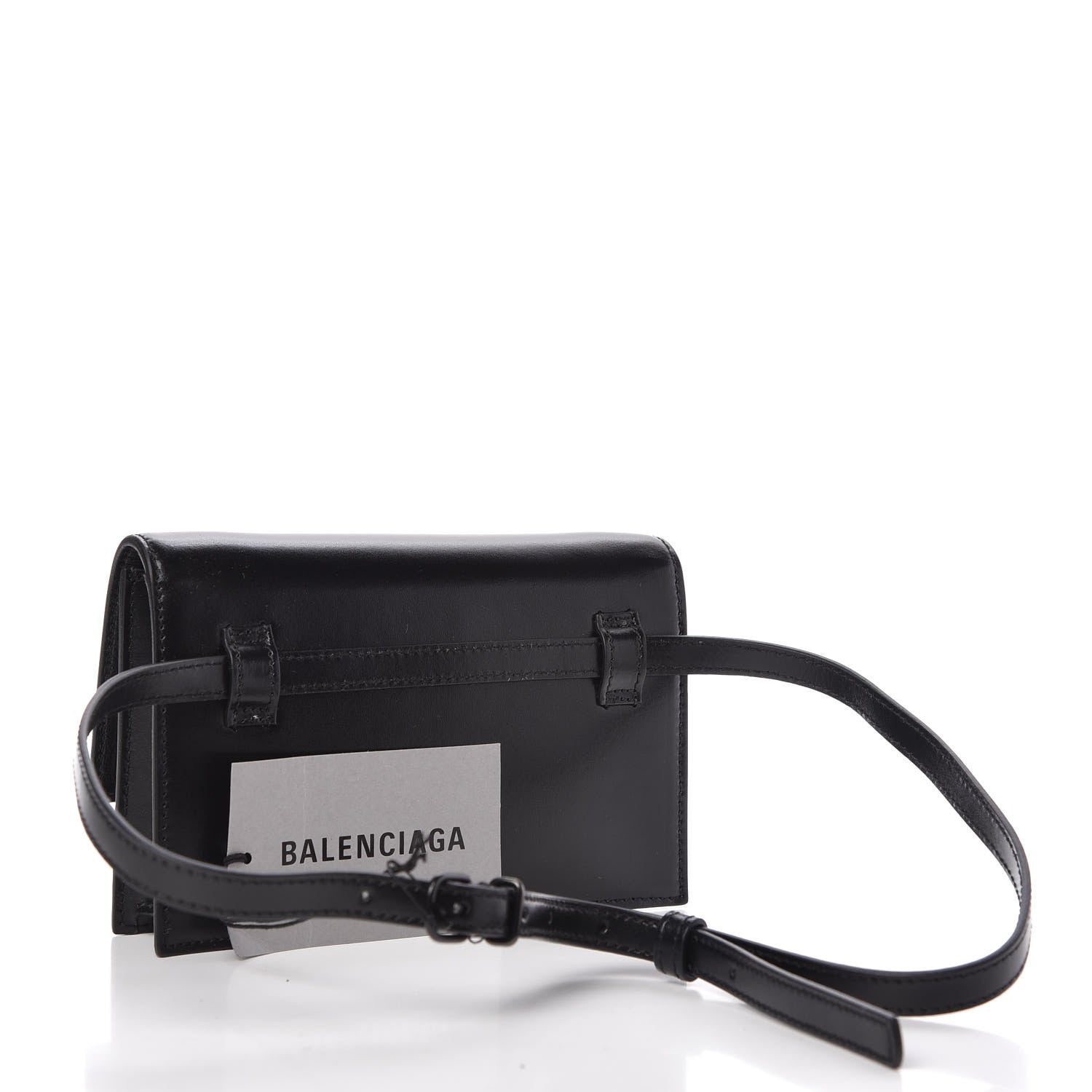 Balenciaga Shiny Box Calfskin Monochrome XS Sharp Belt Bag Black 2 of 7