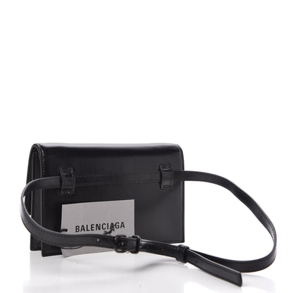 Balenciaga Shiny Box Calfskin Monochrome XS Sharp Belt Bag Black 2 of 7