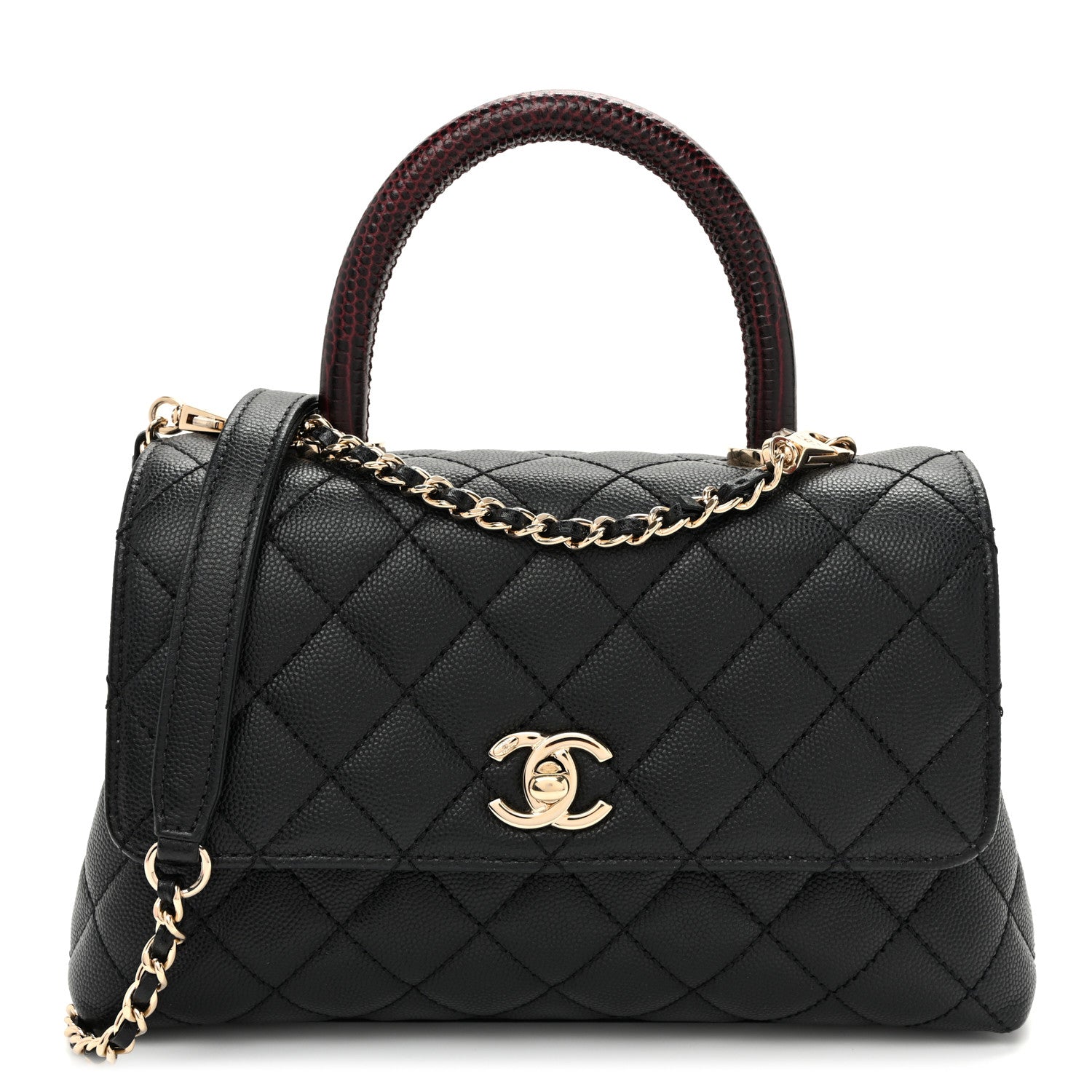 Chanel Caviar Lizard Embossed Quilted Mini Coco Handle Flap Black 1 of 10