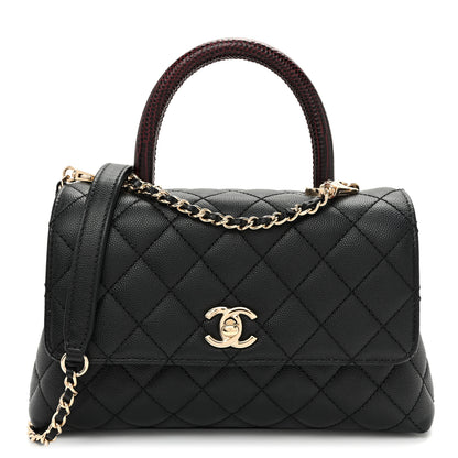 Chanel Caviar Lizard Embossed Quilted Mini Coco Handle Flap Black 1 of 10