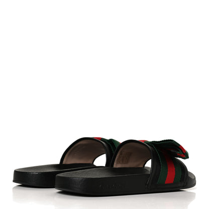 Gucci Satin Web Bow Slide Sandals 36 Black 4 of 12