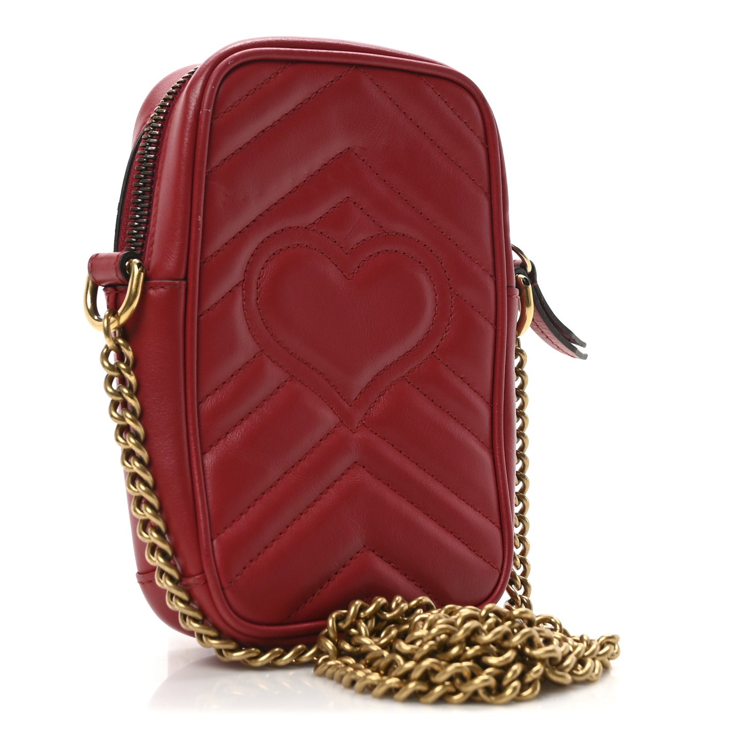 Calfskin Matelasse Mini GG Marmont Crossbody Bag Hibiscus Red