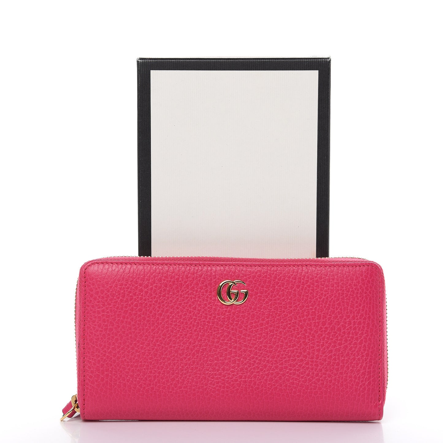 Dollar Calfskin GG Marmont Zip Around Wallet Box Pink