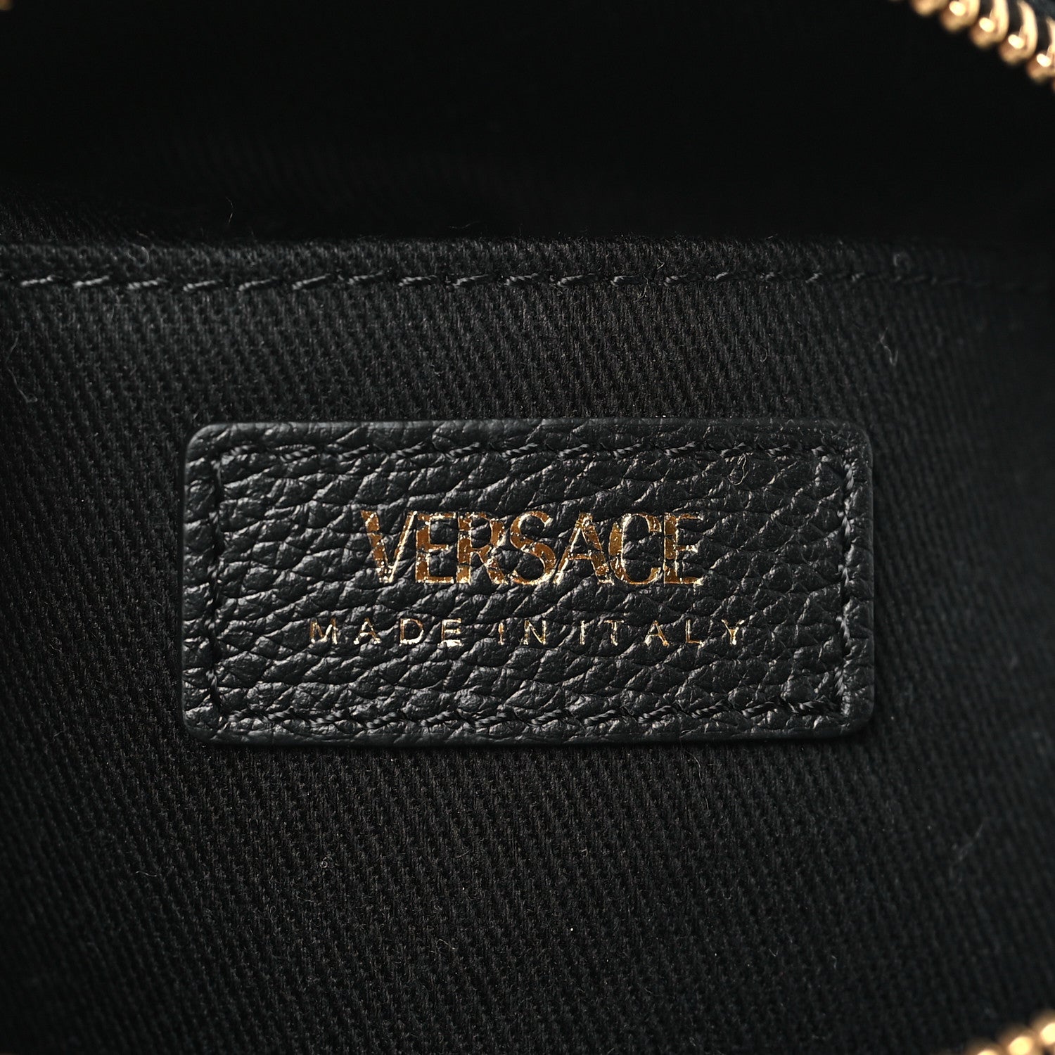 Versace Calfskin Mini La Medusa Chain Round Crossbody Bag Black 6 of 8
