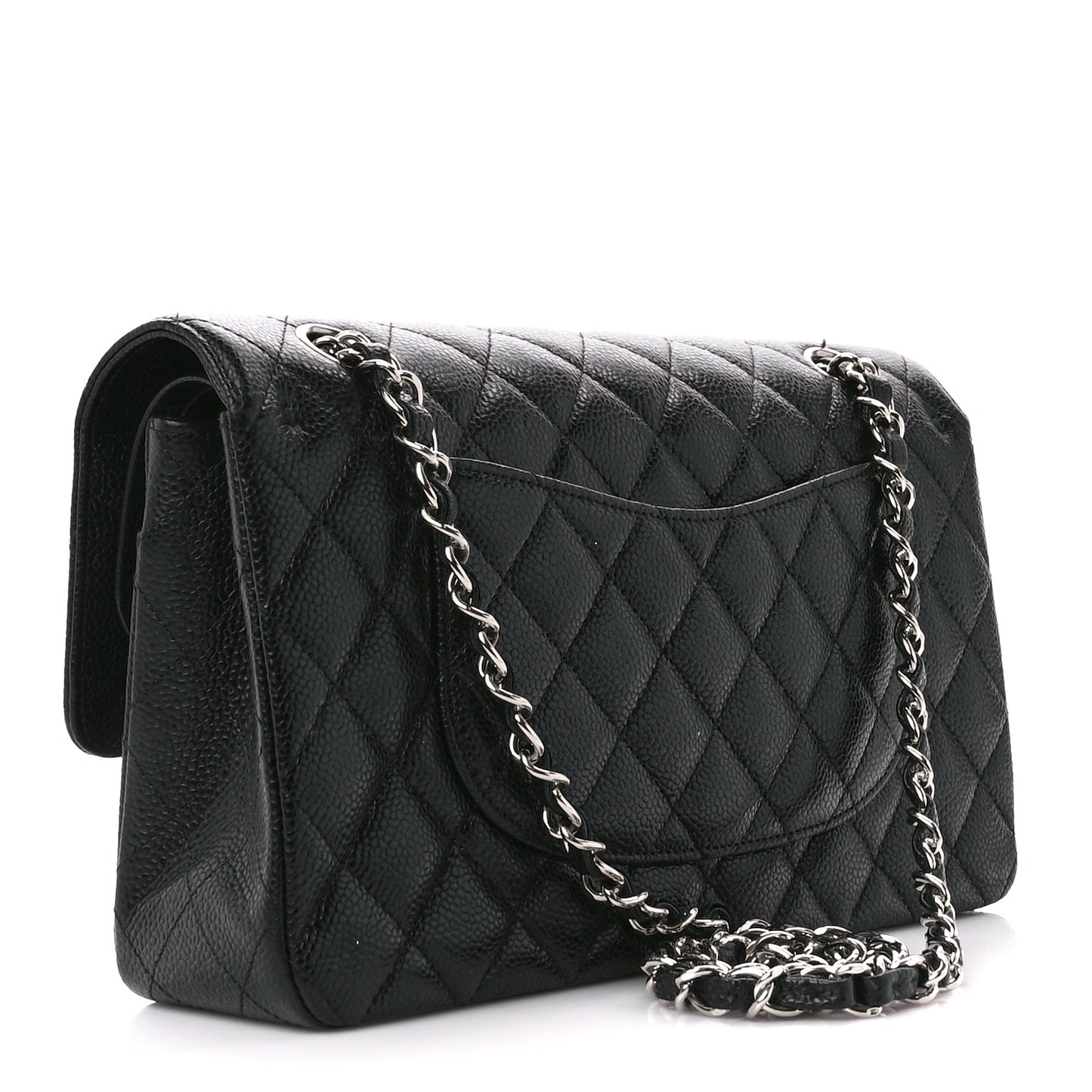 Caviar Quilted Medium Double Flap Black