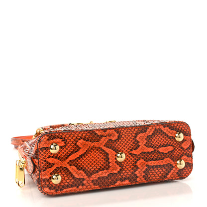Gucci Shiny Snakeskin Small Horsebit 1955 Top Handle Bag Deep Orange 4 of 9