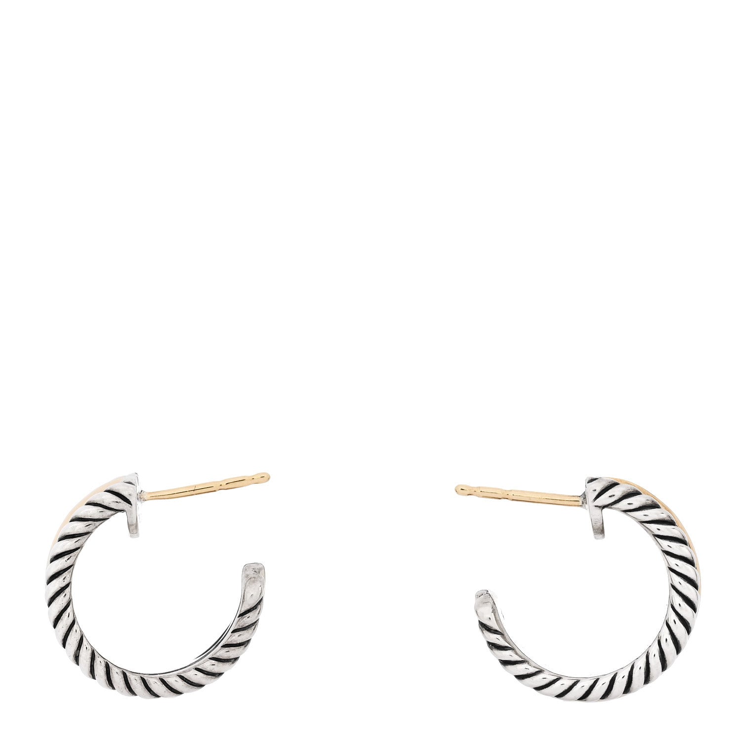 David Yurman Sterling Silver 14K Yellow Gold 16mm Cable Classics Hoop Earrings 3 of 4