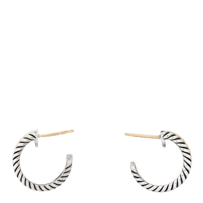 David Yurman Sterling Silver 14K Yellow Gold 16mm Cable Classics Hoop Earrings 3 of 4