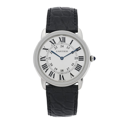 Cartier Stainless Steel Alligator 36mm Ronde Solo Quartz Watch 1 of 5