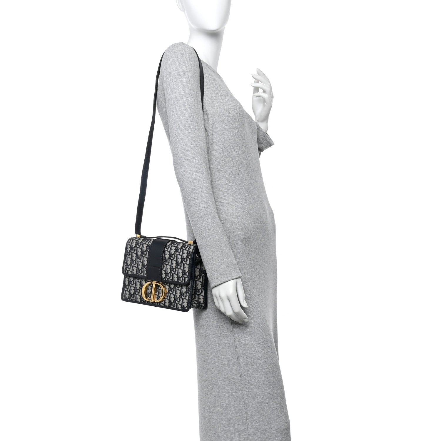 Christian Dior Oblique 30 Montaigne Flap Bag Blue 2 of 13