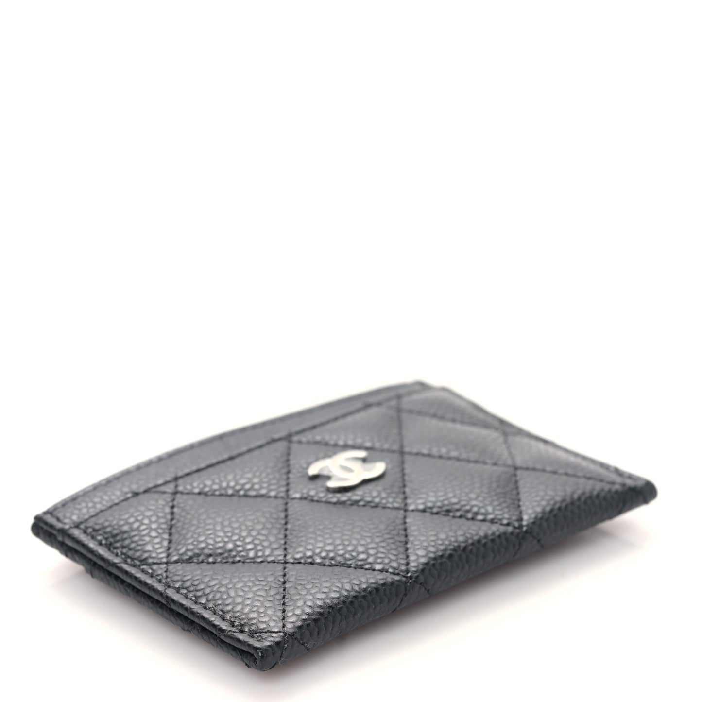 Caviar Quilted Card Holder Black