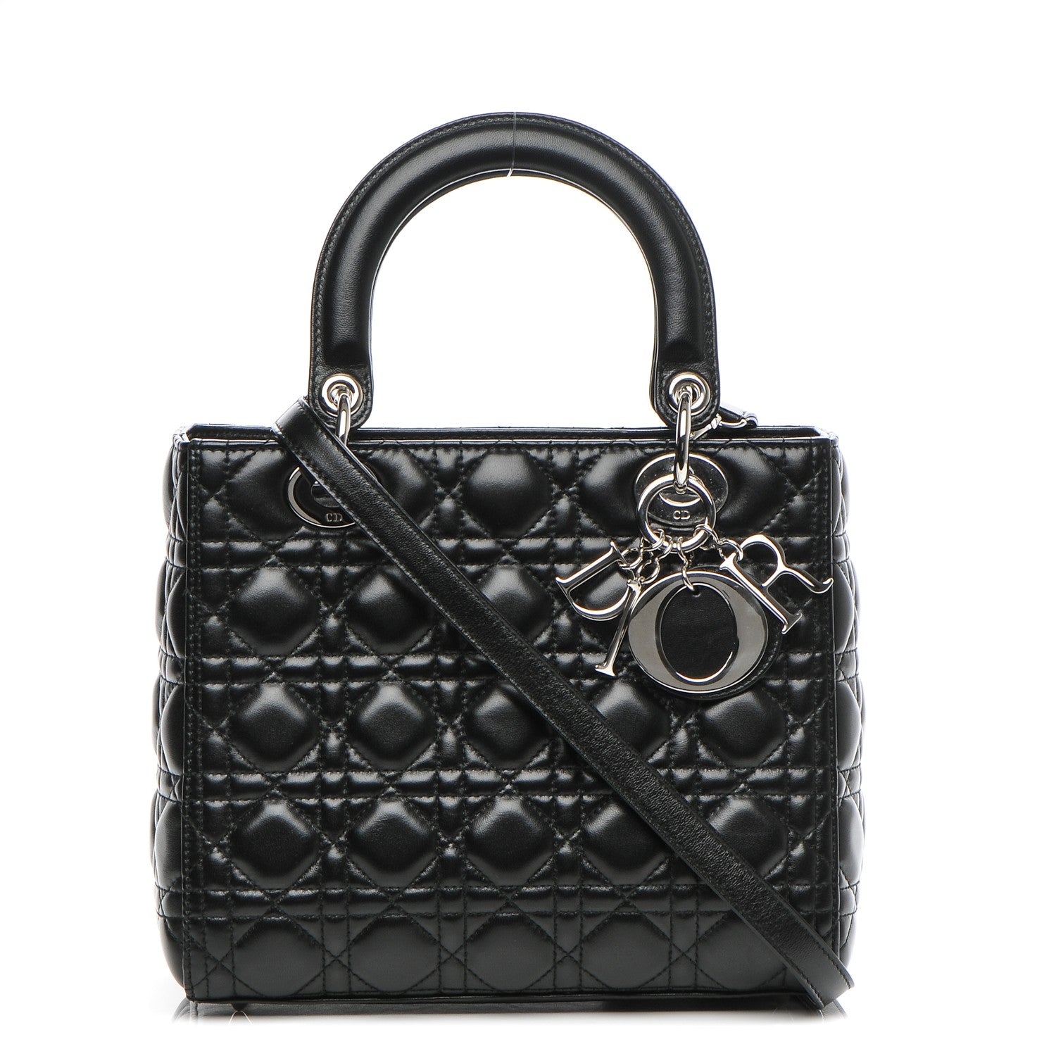 Christian Dior Lambskin Cannage Medium Lady Dior Black 1 of 8