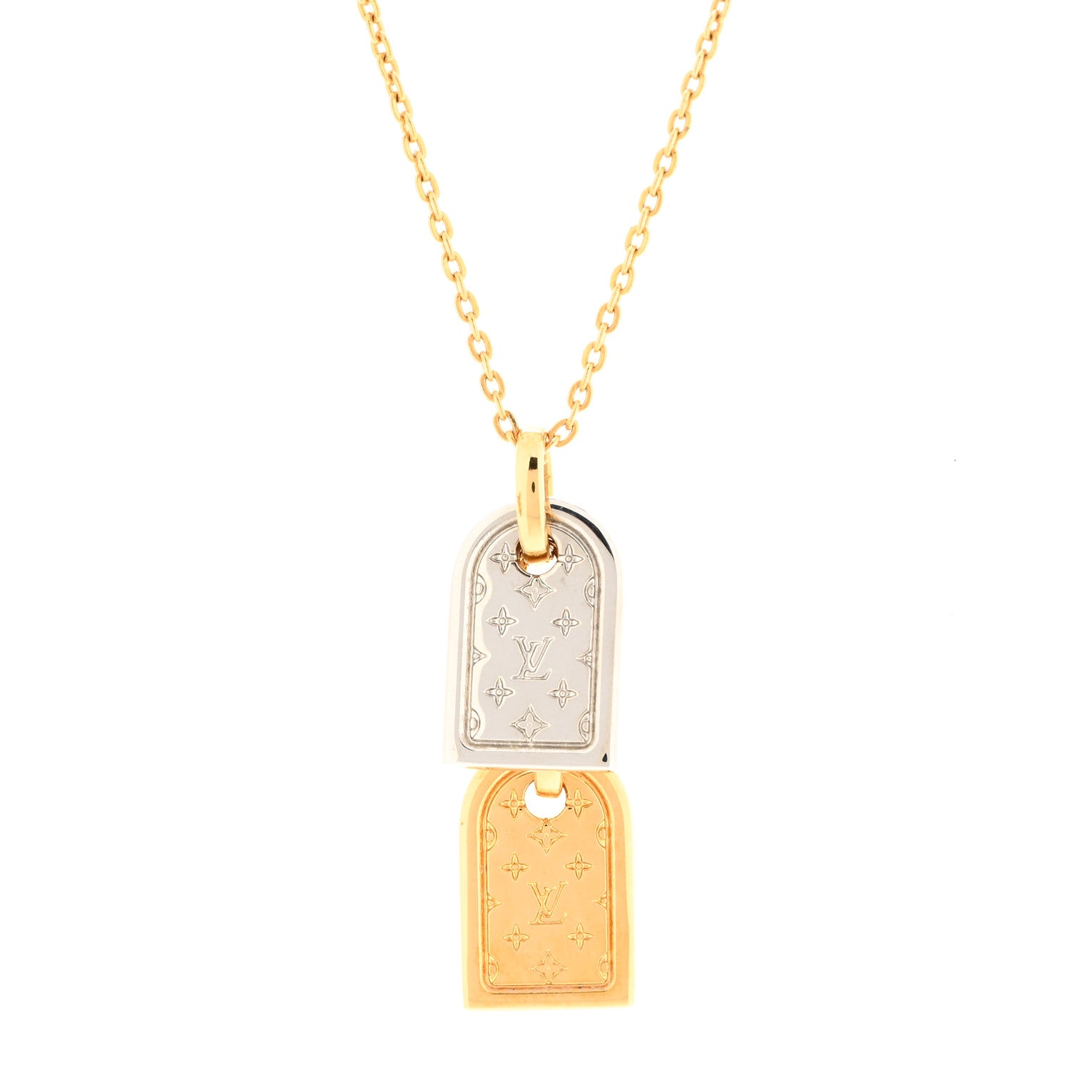 Louis Vuitton Nanogram Name Tag Necklace Gold 4 of 8