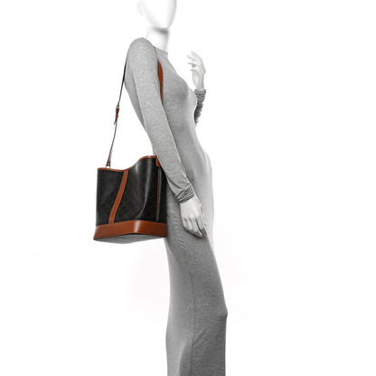 Celine Triomphe Canvas Calfskin Medium Bucket Bag Tan 2 of 9