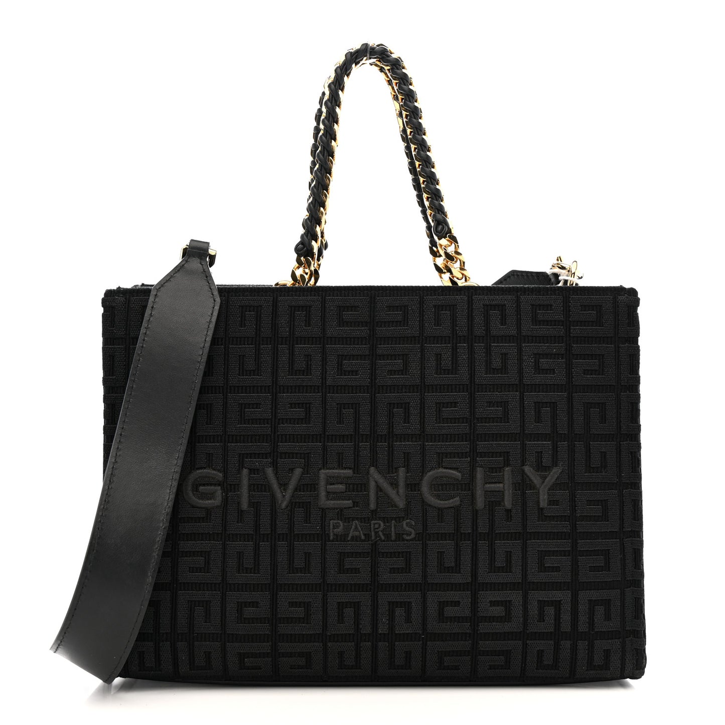 Canvas Jacquard 4G Small Chain Tote Black