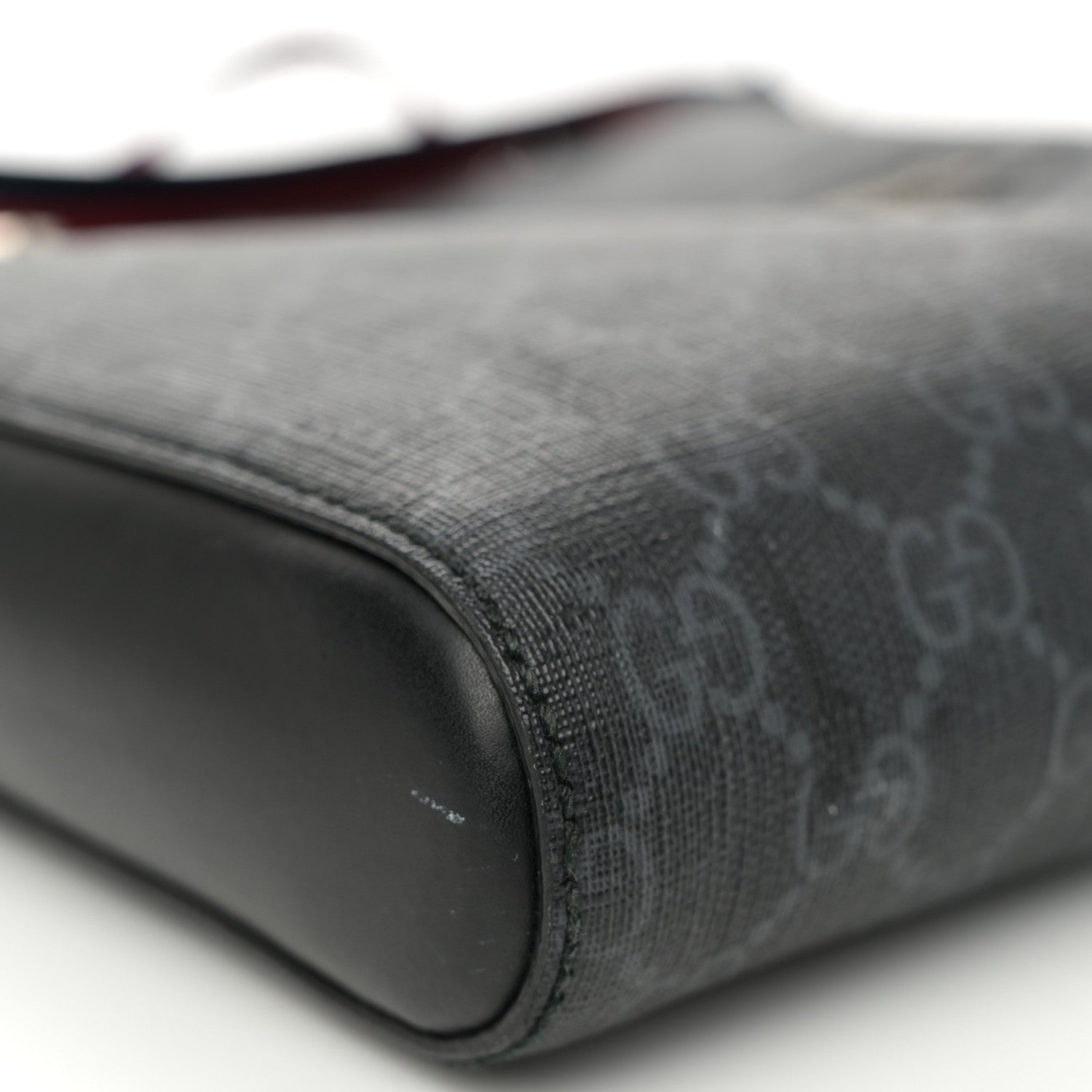 Gucci GG Supreme Monogram Appia Calfskin Web Flat Messenger Bag Black Grey 9 of 12