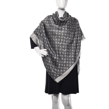 Louis Vuitton Wool Silk Monogram Denim Shawl Black 2 of 4