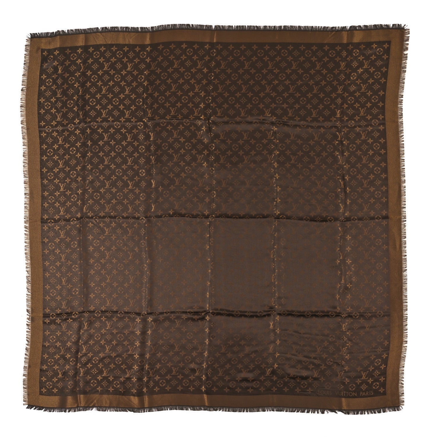 Louis Vuitton Silk Lurex Wool Monogram Shine Shawl Marron 1 of 3
