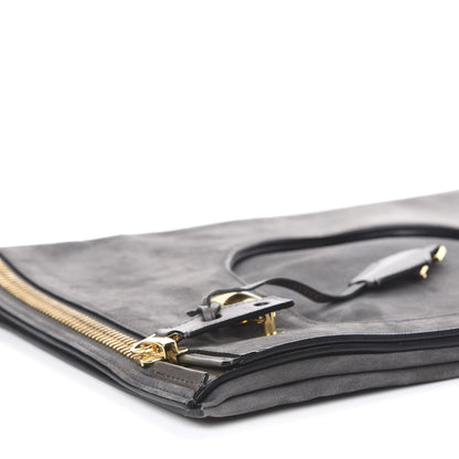 Tom Ford Suede Large Alix Padlock Zip Shoulder Bag Grey 7 of 13