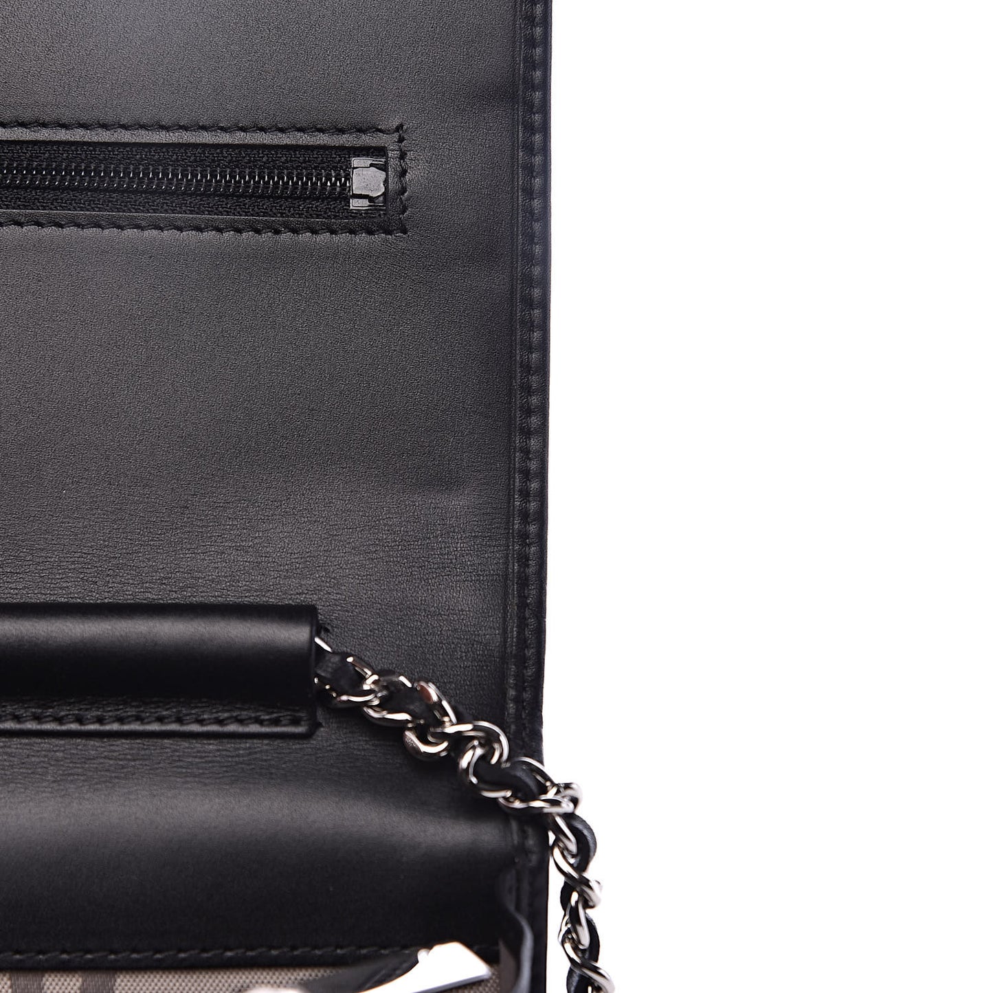 Calfskin Quilted Cambon Wallet On Chain WOC Black