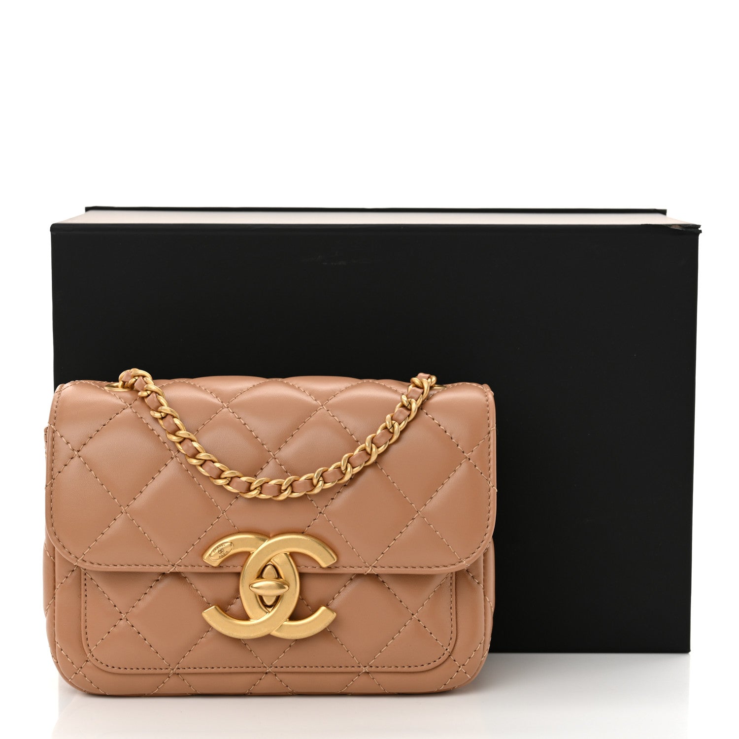 Chanel Shiny Lambskin Quilted Mini Maxi CC Flap Beige 11 of 11