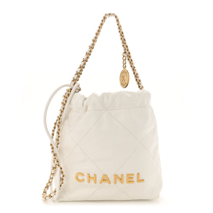 Chanel Shiny Calfskin Quilted Mini Chanel 22 White 1 of 10