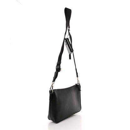 Prada Saffiano Travel Pocket Zippered Shoulder Bag Black 3 of 10