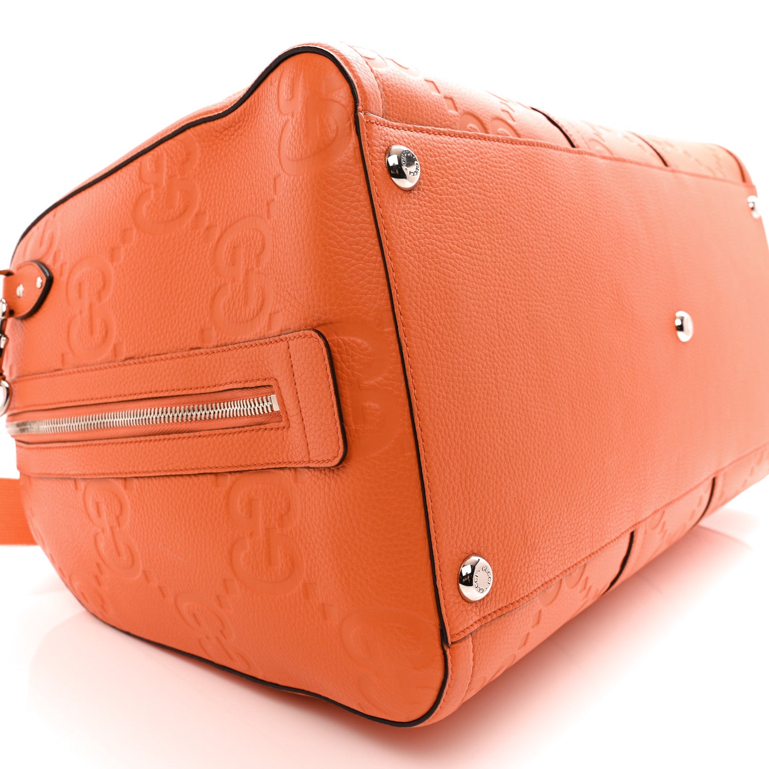 Gucci Piuma Calfskin Jumbo GG Embossed Large Duffle Bag Good Orange 9 of 13