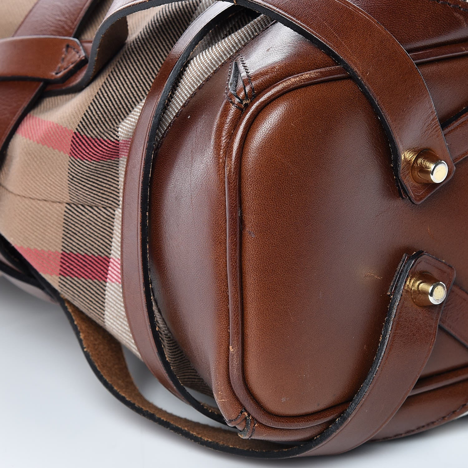 Burberry House Check Bridle Calfskin Medium Gosford Hobo Dark Tan 13 of 14