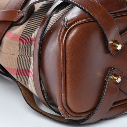 Burberry House Check Bridle Calfskin Medium Gosford Hobo Dark Tan 13 of 14