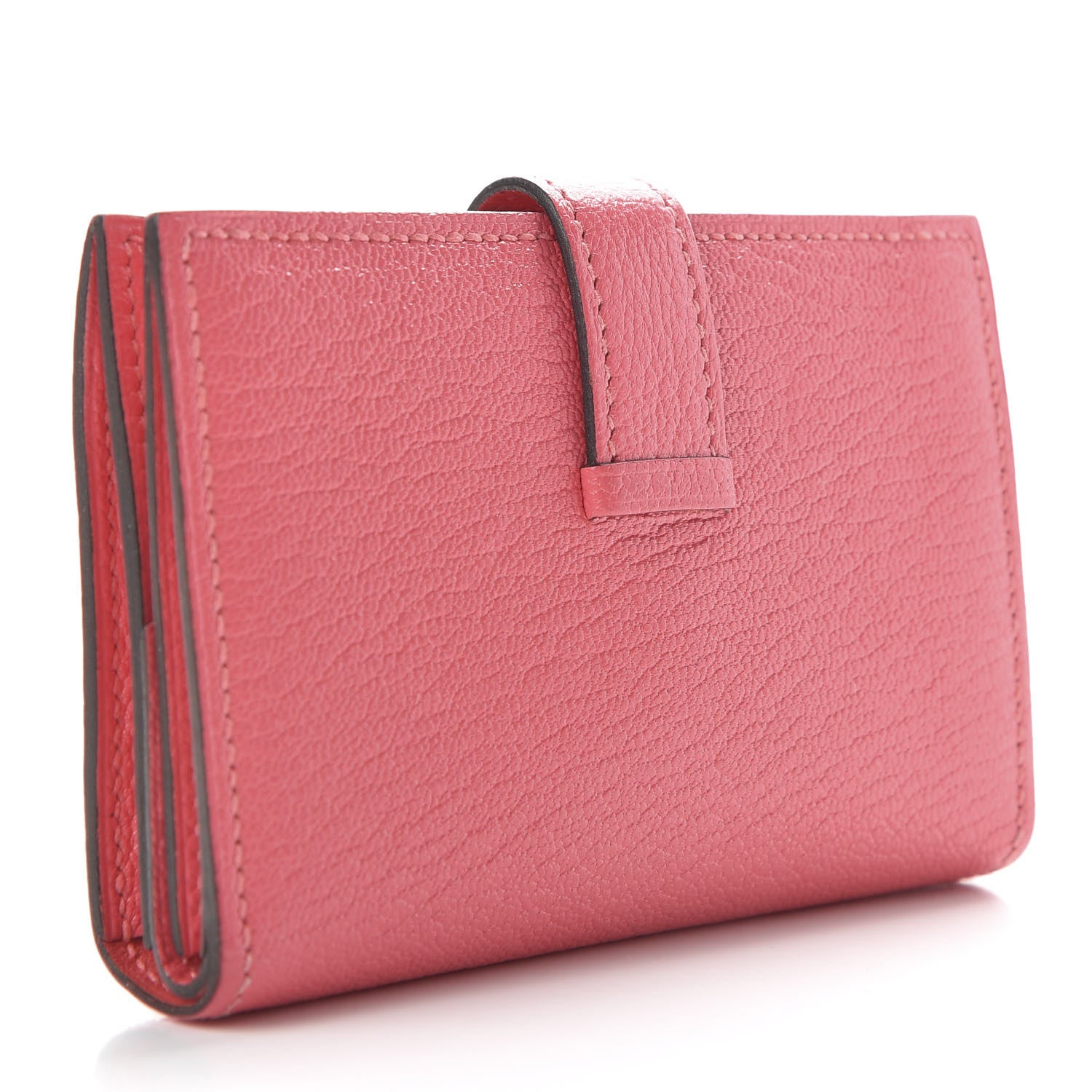 Hermes Chevre Mysore Mini Bearn Wallet Rose Lipstick 3 of 7