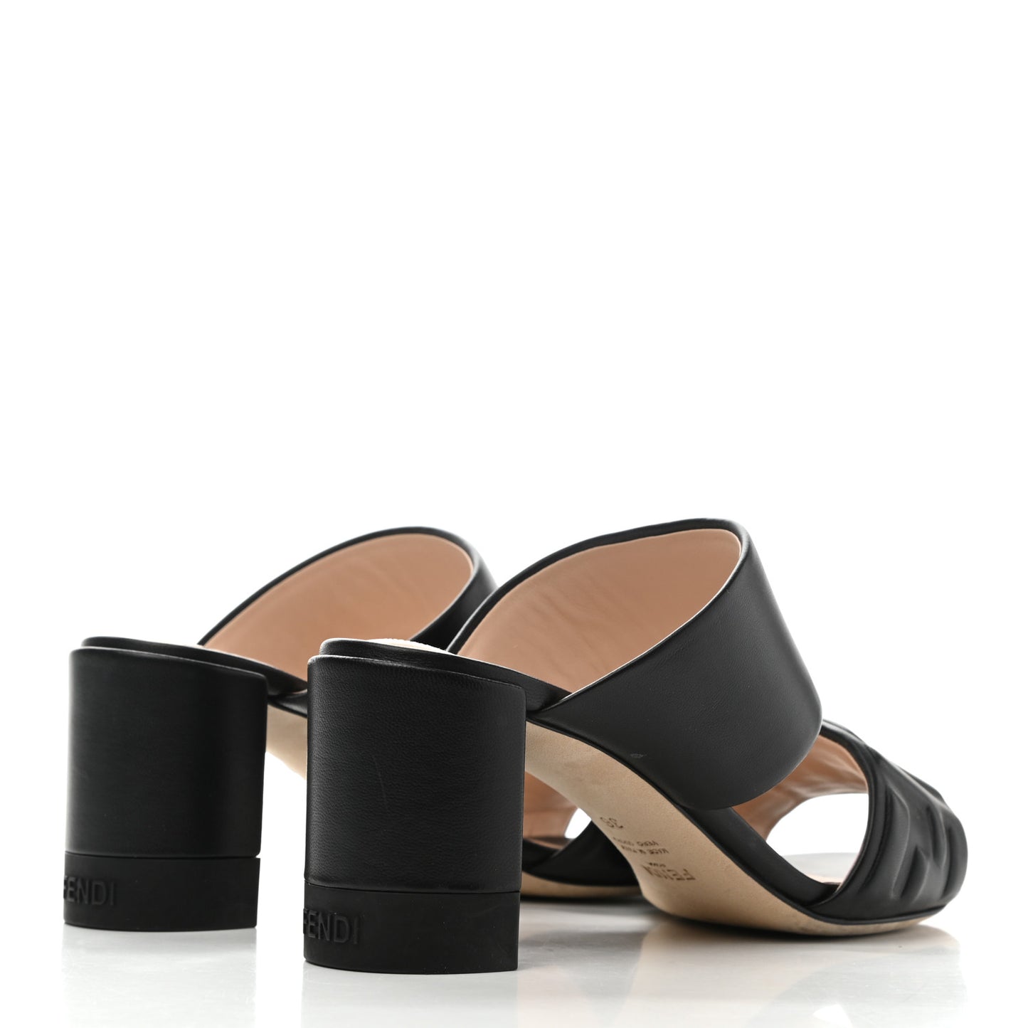 Nappa FF Embossed Slide Sandals 36 Black