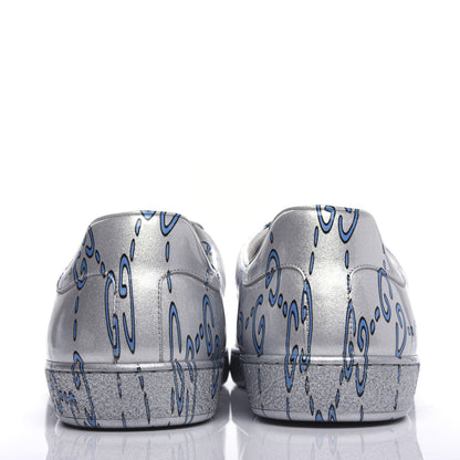 Gucci Miro Rubber Wax GucciGhost Print Mens New Ace Sneakers 10 Silver 7 of 10