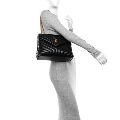 Saint Laurent Calfskin Y Quilted Monogram Medium Loulou Chain Satchel Black 3 of 11