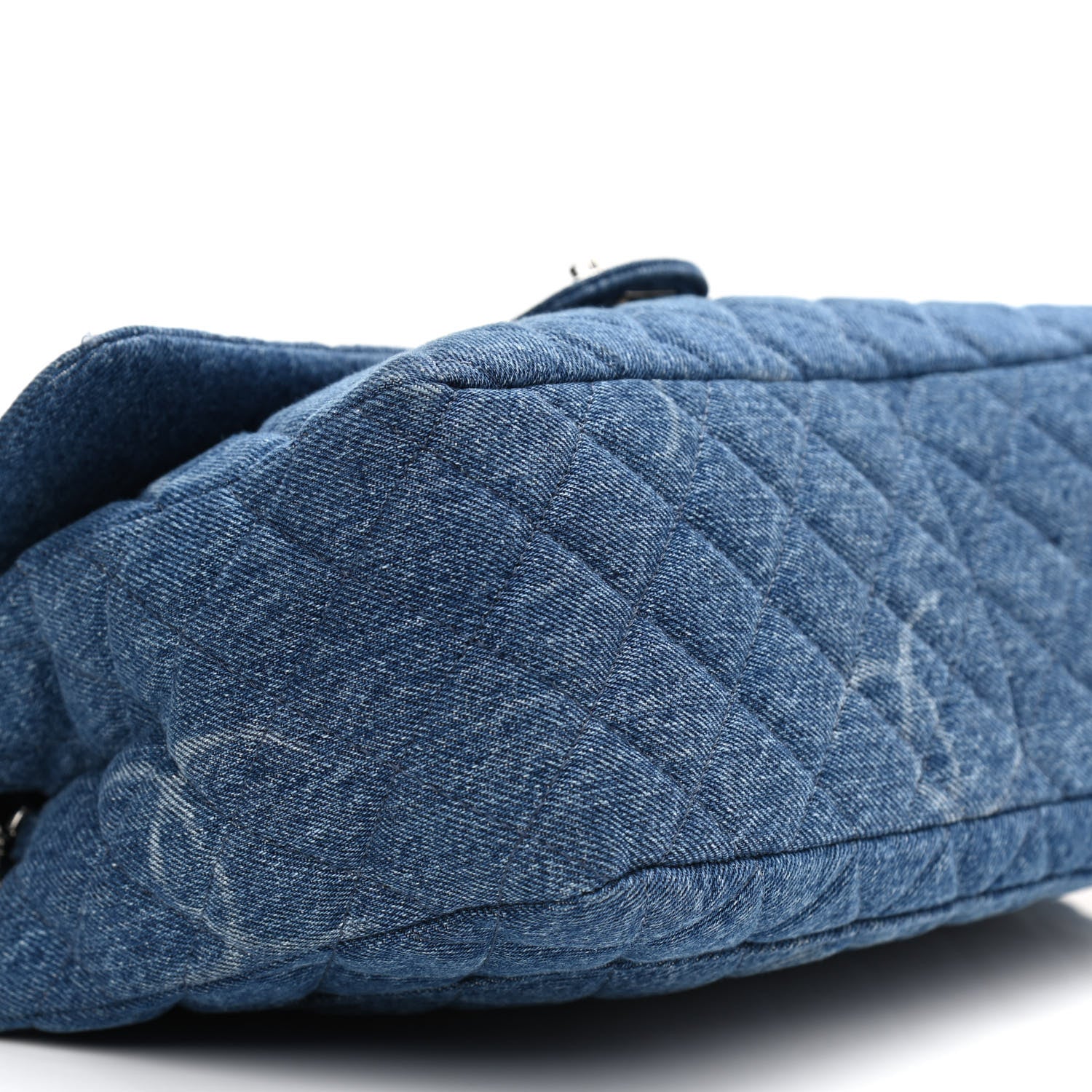 Chanel Denim Quilted CC Print Jumbo Single Flap Blue 15 of 18