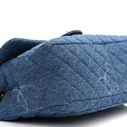 Chanel Denim Quilted CC Print Jumbo Single Flap Blue 15 of 18