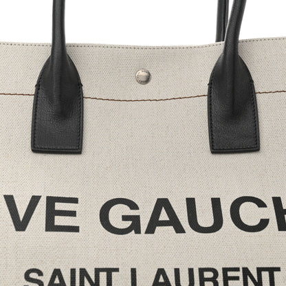 Saint Laurent Linen Calfskin Rive Gauche Tote Optic White 8 of 13