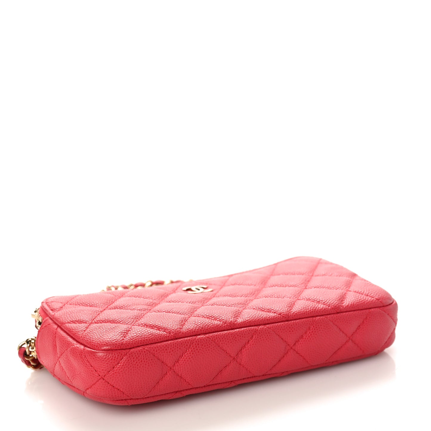 Caviar Quilted Small Clutch With Chain Pink