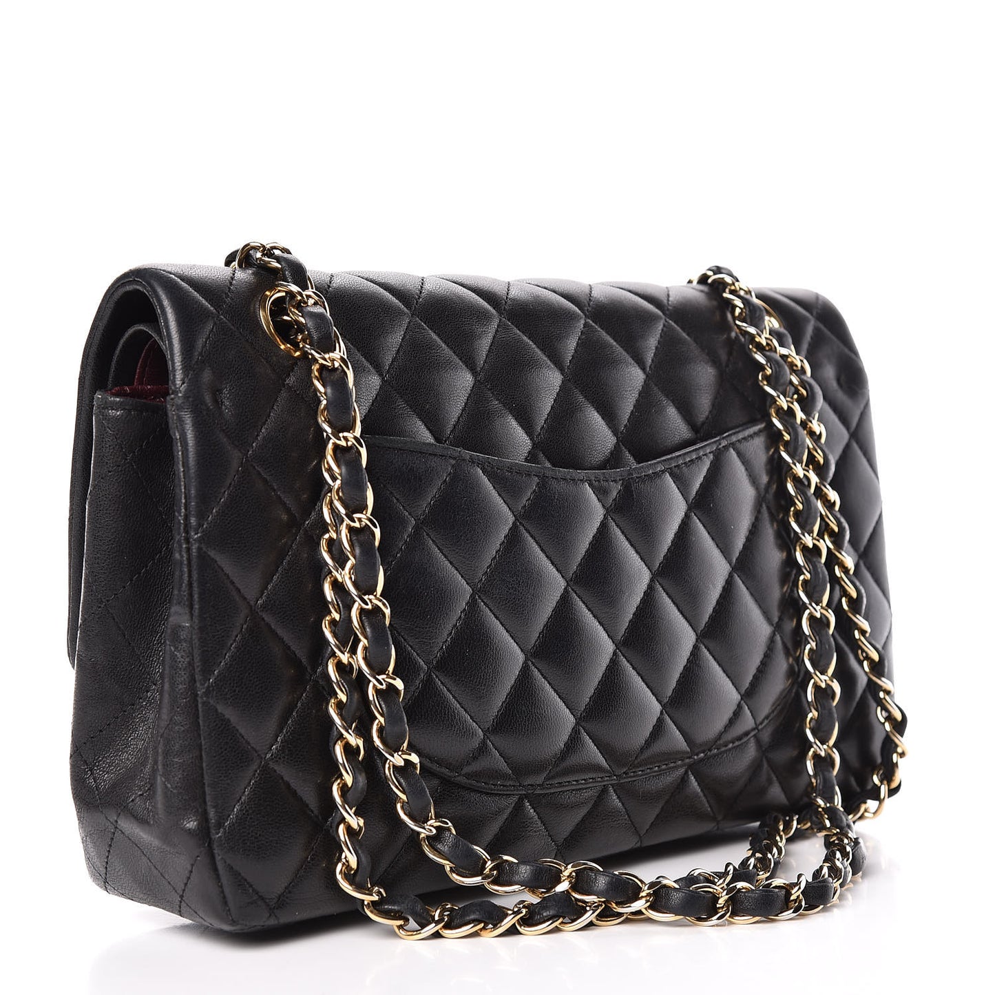 Lambskin Quilted Medium Double Flap Black